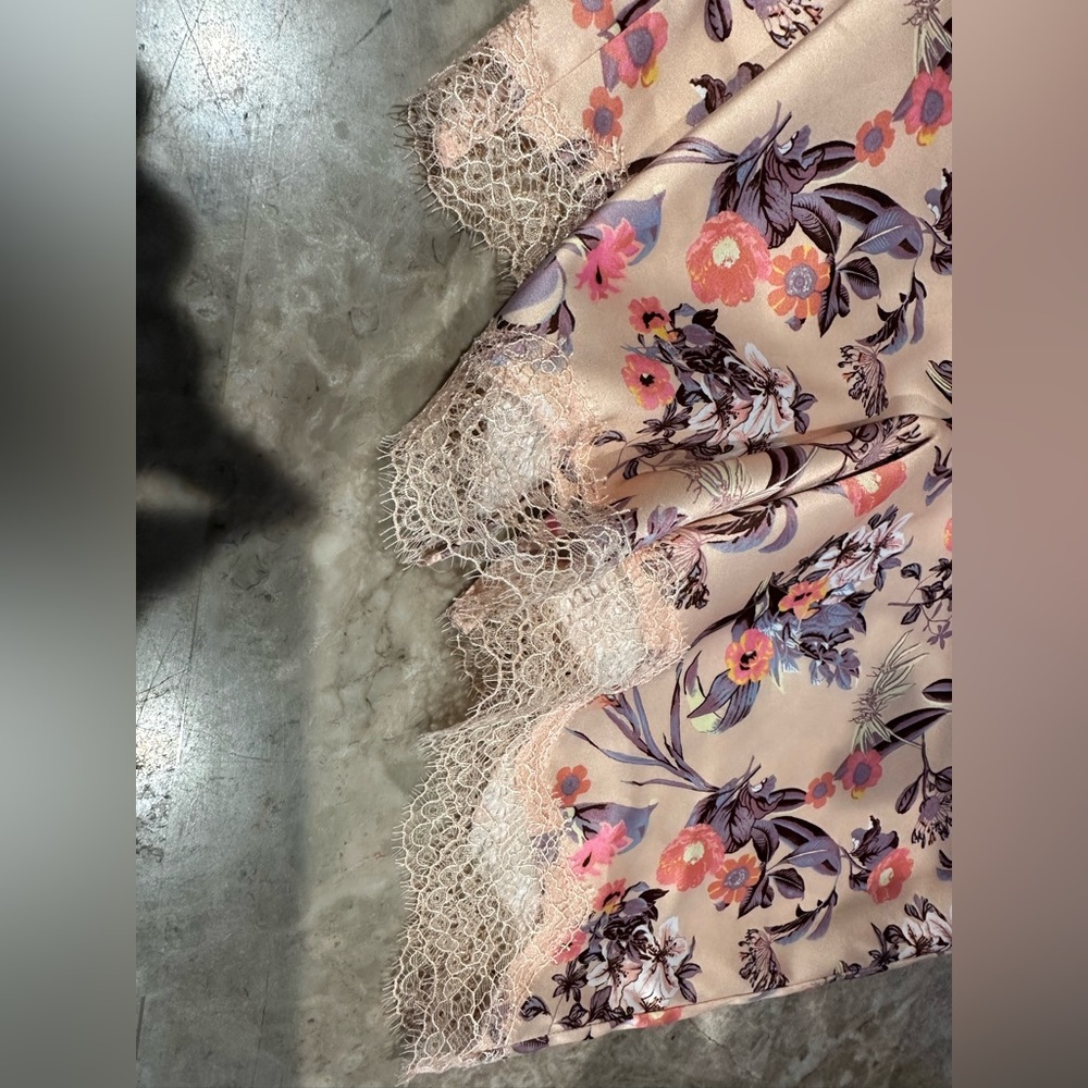 Victoria's Secret Pink/Beige Floral Silky Slip Dress w/ Corset - Picture 5 of 9